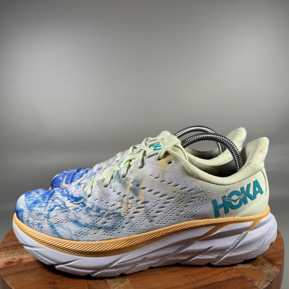 HOKA ONE ONE Clifton 8 Together Blue Orange Running Shoes Mens 9D 1119393-TGT - Picture 3 of 8